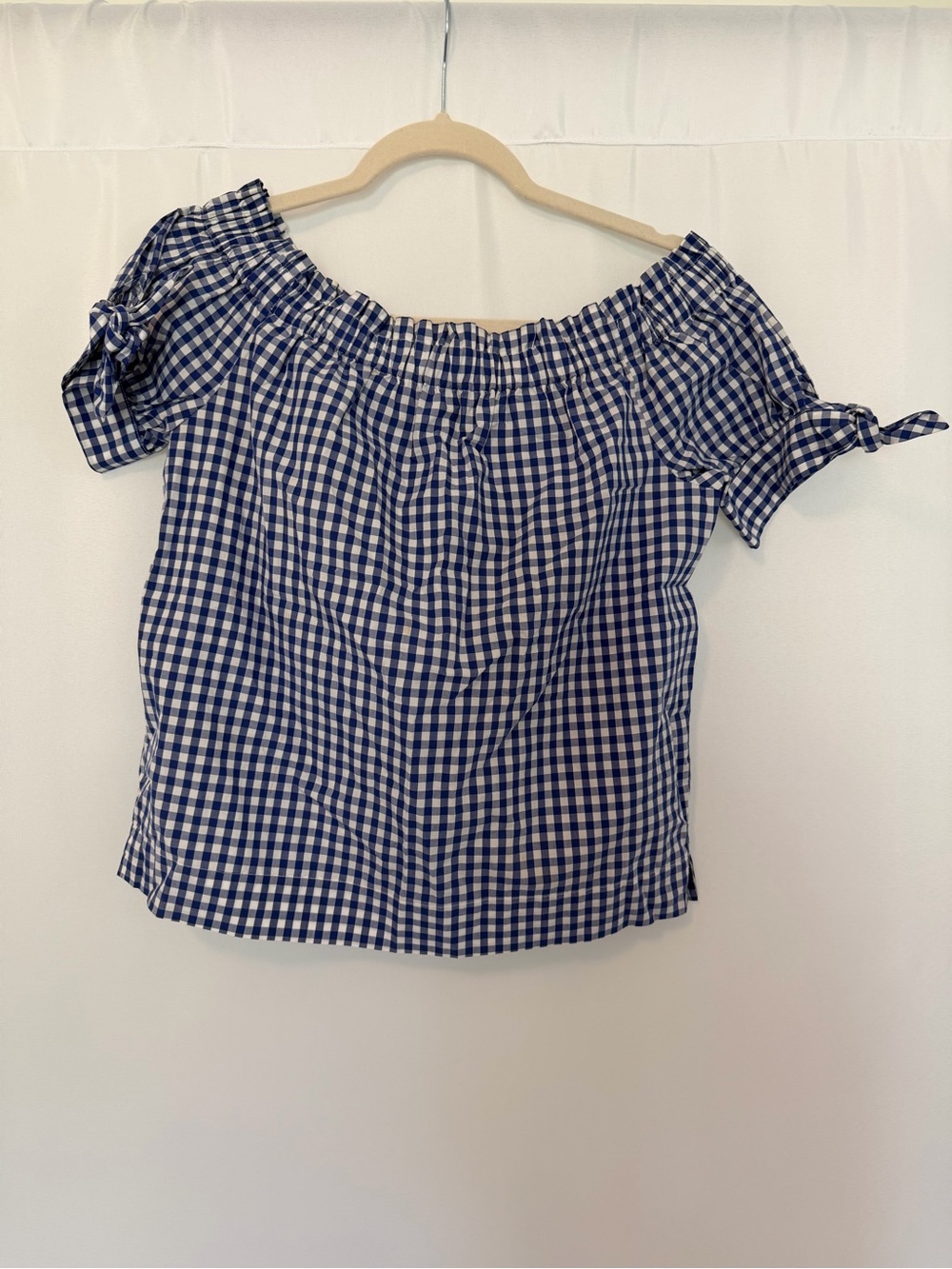 J Crew Size 00 Off-Shoulder Blue Gingham Women’s Top
